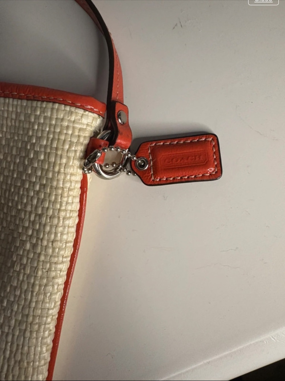 Coach Cream Wristlet With Multicolor Butterfly And Orange Trim View 4